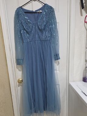 ePretty Sparkling Dusty Blue Tulle Gown for Girls